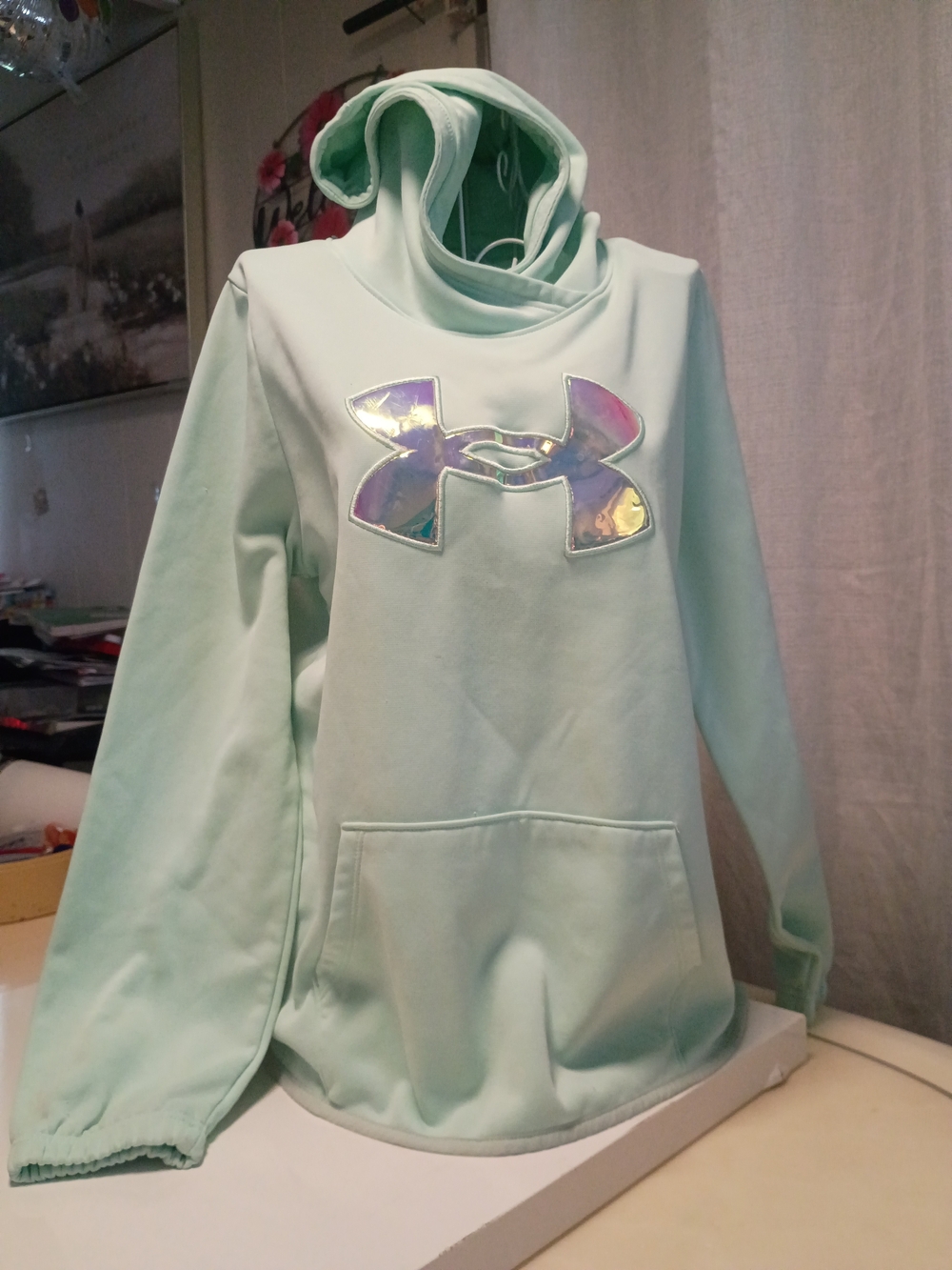 Under Armour Girls' Mint Pullover Hoodie with Iridescent Logo